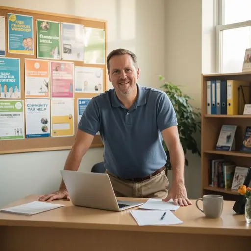 Könyvek és pénzügyi segédanyagok látványosan elrendezve eladáshoz a klubban.